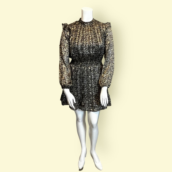 Sadie & Sage Floral Print Mini Dress, L, Black Yellow Multi - Picture 2 of 16